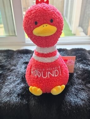 Plush Duck Bowling Pin From Round 1 in Bright Red and Yellow